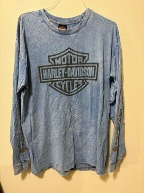Harley-Davidson Light Blue Long Sleeve Shield Logo Tee